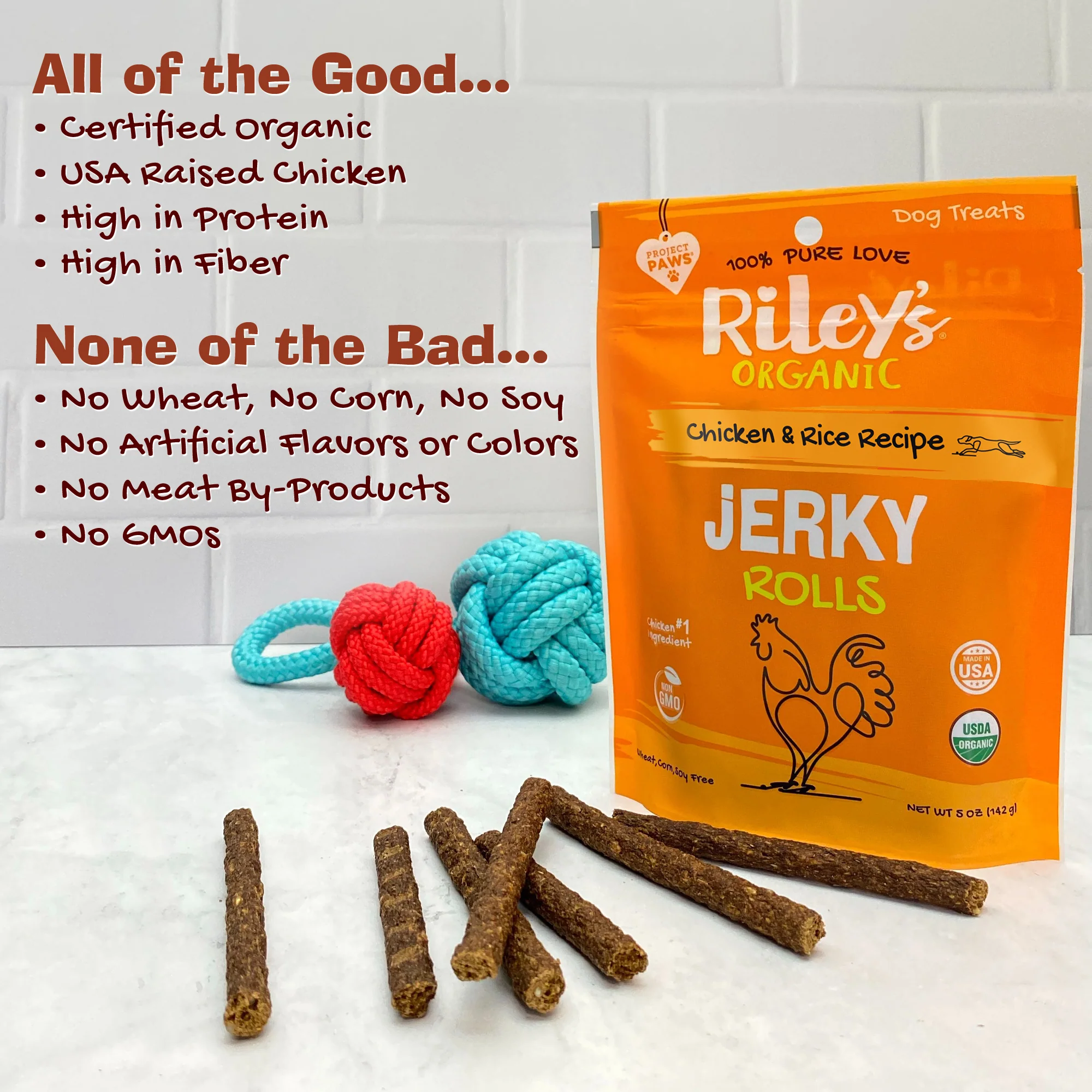 Organic Chicken & Rice Jerky Rolls 5oz - Image 3